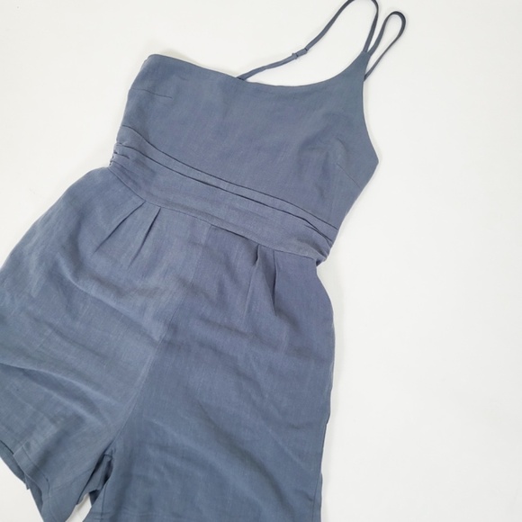 *Free With Purchase* Linen Romper Asymmetrical Straps Spaghetti Sleeveless Tube - Picture 4 of 9